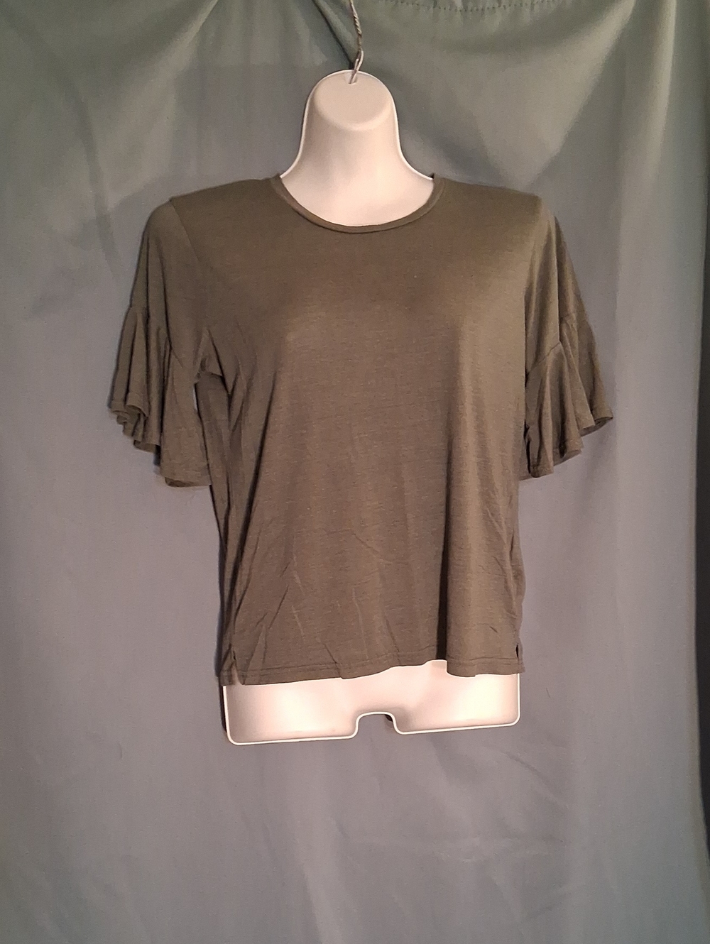 Women’s Olive Ruffle Sleeve Top